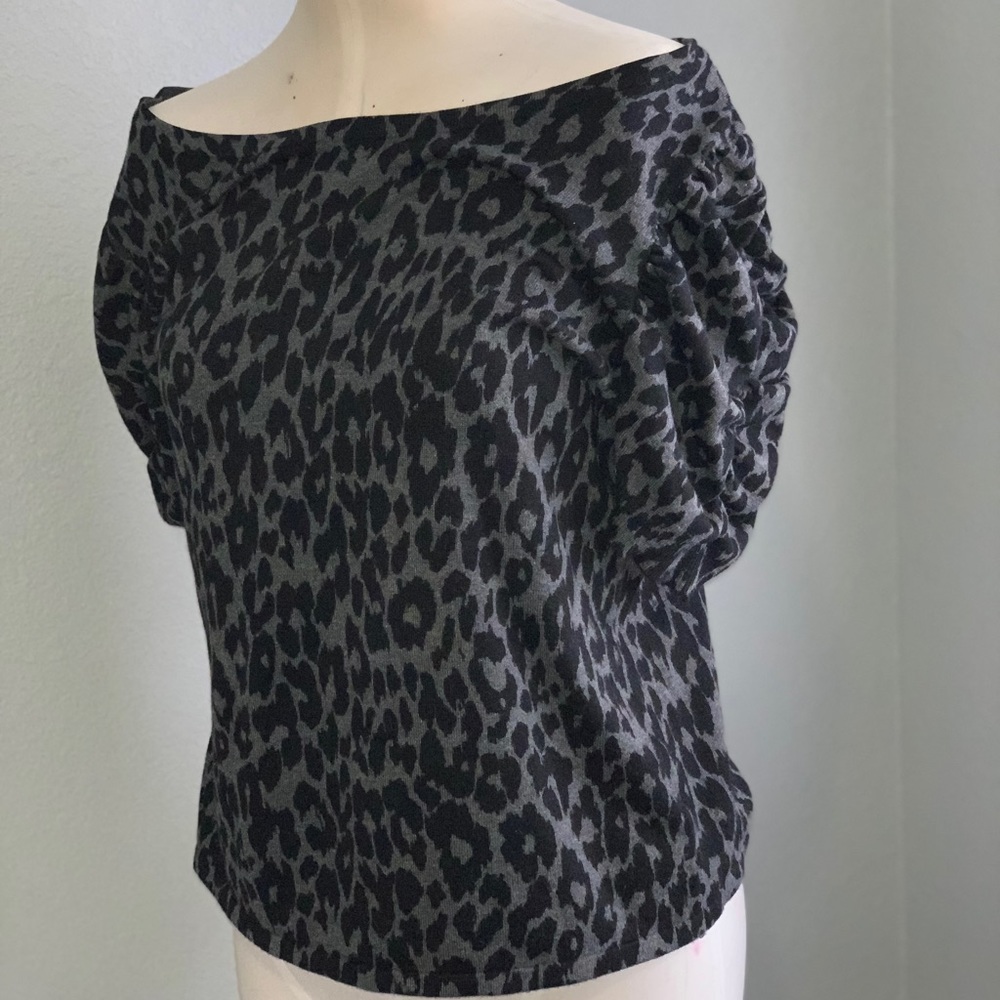 Charcoal cheetah print blouse